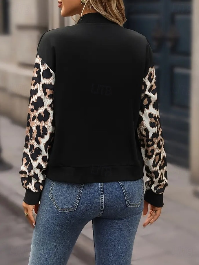 Damen Freizeitjacke Warm Schnelltrocknend Reißverschluss Tasche Elegant Mode Täglich Einfach Leopard Urlaub Lässig Täglich Ferien Regulär Baseball-Kragen Normale Passform Langarm Oberbekleidung 2025 - $32.99 –P4