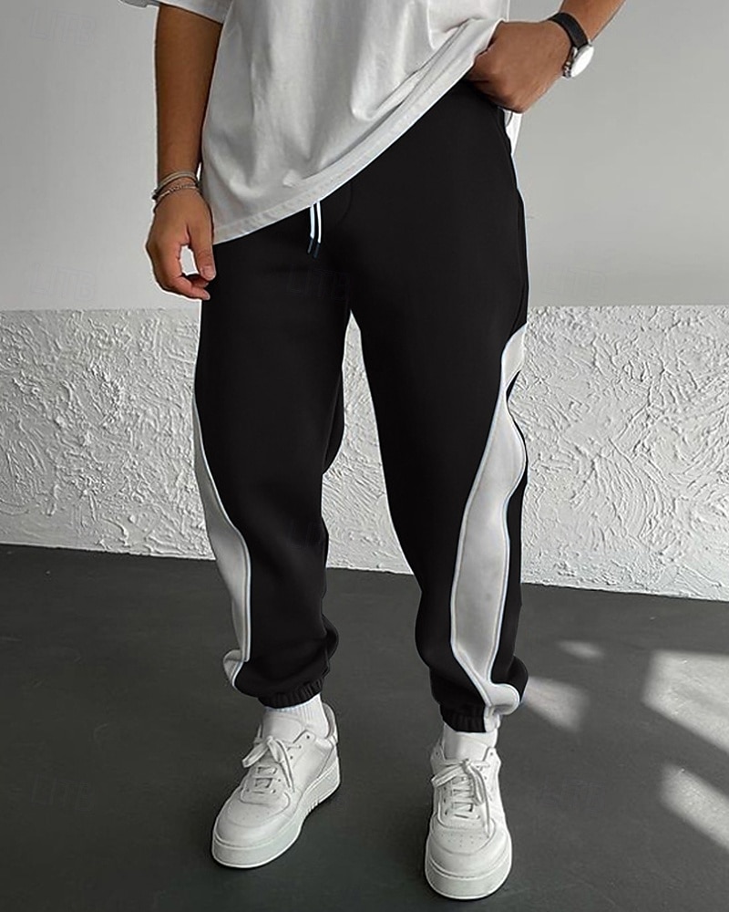 Pánské Tepláky Běžec Kalhoty Šňůrky Kapsy Elastický pas Barevné bloky Pohodlné Outdoorové sporty Denní Módní Na běžné nošení Černočervená Bílá  / modrá Lehce elastické 2025 - $29.99 –P5
