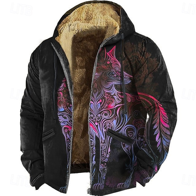 Per uomo Volpe 3D Pile Felpa con Cappuccio Felpa Vichingo Vintage Retrò Manica Lunga Girocollo All'aperto Abbigliamento casual alla moda Giallo Rosso Blu Verde Coulisse Autunno Inverno progettista S del 2026 a $51.99 –P2