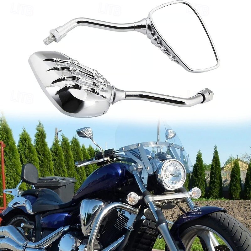 coppia di specchietti retrovisori laterali a forma di teschio, accessori per moto, design Ghost Claw, specchietti retrovisori modificati riflettenti per scooter elettrici Harley, parti di guida eleganti del 2025 a $13.49 –P5