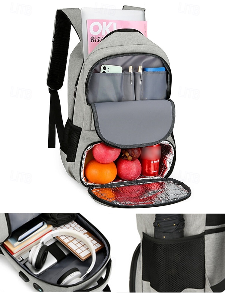 Men's Insulated Laptop Backpack with USB Charging Port - Waterproof Business Travel Bag with Lunch Compartment and Reflective Strips for Business Commuting, Outdoor Leisure Travel 2026 - $32.99 –P6