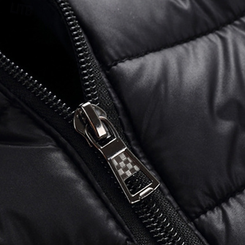 Pánské Puffer Vesta Kamizelka Vesta Dovolená Denní Rande Módní Na běžné nošení Podzim zima Kapsy Polyester Zahřívací Pohodlné Pevná barva Zip Stojáček Běžný Černá Rubínově červená Oranžová Tmavomodrá 2025 - $28.99 –P6