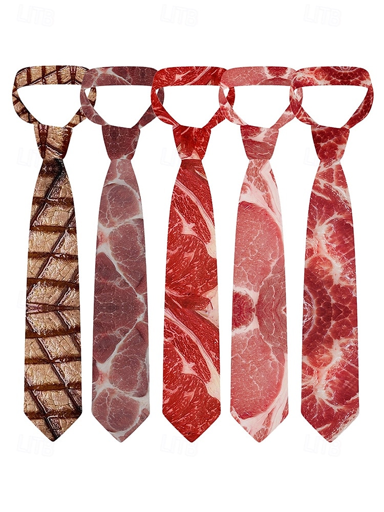 Herren-Halloween-Krawatte mit Fleisch-Print – lustiges und einzigartiges Steak- und Speck-Design, perfekt für Halloween-Partys und Kostümveranstaltungen 2025 - $11.99 –P3