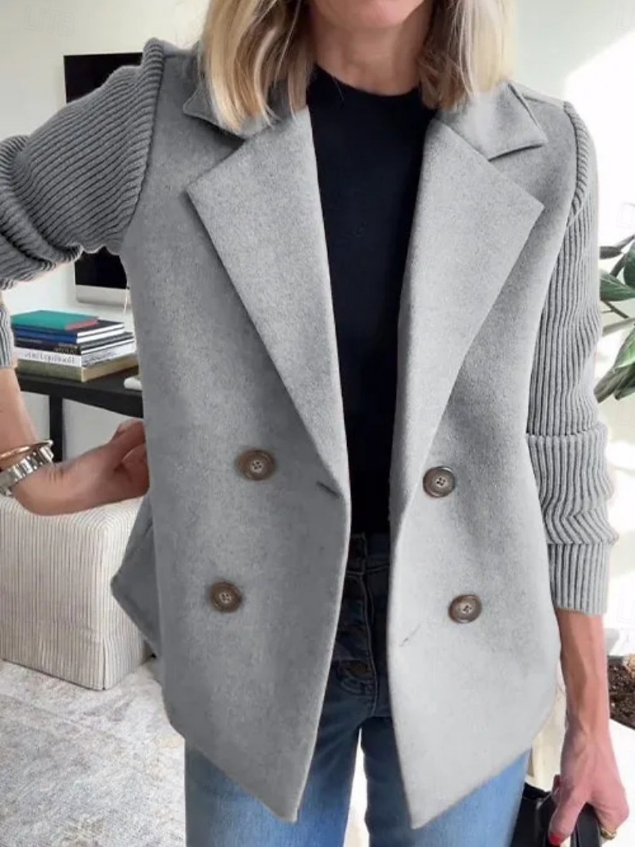 Damen Mantel Bequem Atmungsaktiv Knöpfe Mode Täglich Einfach Outdoor Lässig Täglich Einreihig Regulär Revers Normale Passform Langarm Oberbekleidung Hellblau Schwarz Rosa Frühling Herbst 2025 - $35.99 –P7