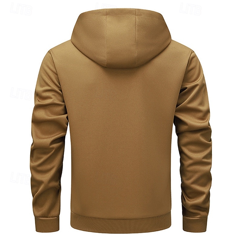 Per uomo Felpa con cappuccio Felpa con cappuccio a zip intera Rosso bordeaux Nero Marrone Cachi Grigio chiaro Con Cappuccio Semplice Patchwork Sport & Outdoor Casuale Quotidiano Streetwear Cool del 2025 a $27.99 –P6