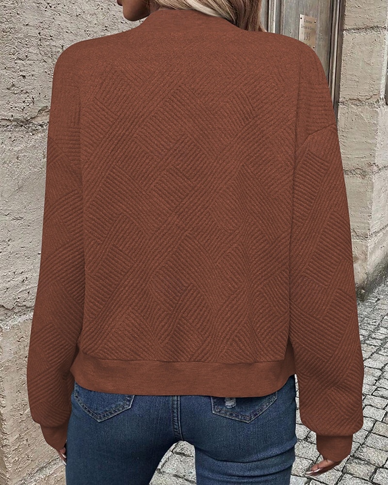 Damen Freizeitjacke Strukturierte Jacken Bequem Reißverschluss Mode Modern Lässig Einfach Ausgehen Wochenende Reisverschluss Regulär Stehkragen Normale Passform Langarm Oberbekleidung Schwarz Wei 2025 - $26.99 –P17