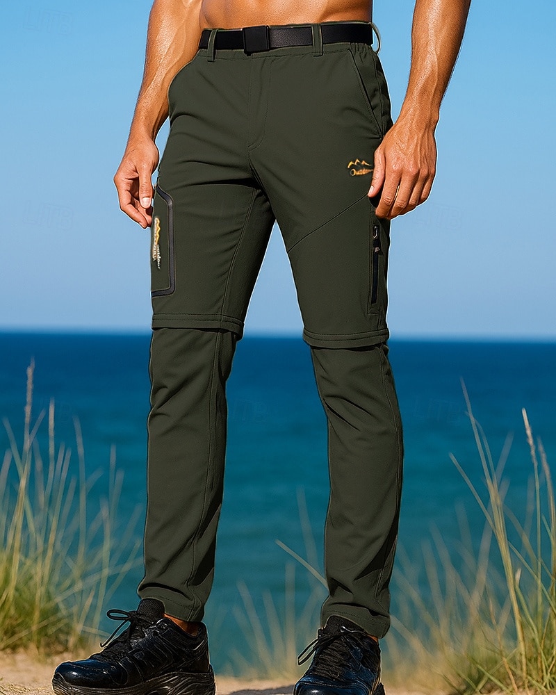Муж. Брюки-трансформеры Штаны для туризма и прогулок Штаны софтшелл Весна Осень На открытом воздухе Стандартный Водонепроницаемость С защитой от ветра Нижняя часть Карман Темно-серый Черный 2026 - $39.99 –P7