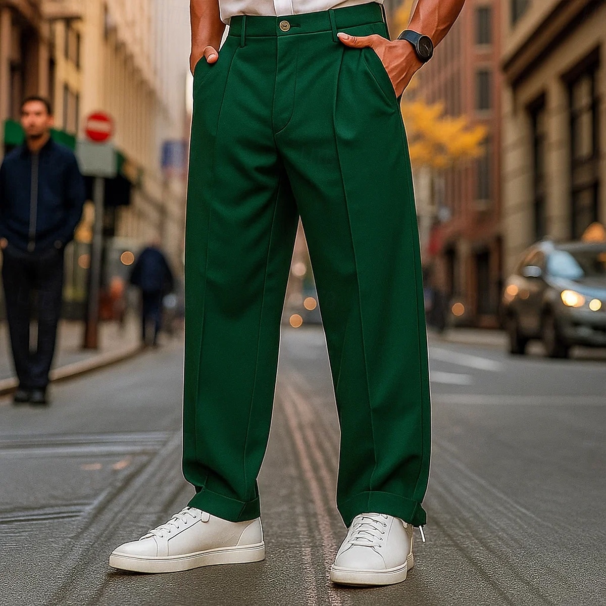 Herren Anzughose Hose Tasche Einfach Komfort Weich Volle Länge Party Geschäft Täglich Urlaub Mode Marineblau Grün Mikroelastisch 2025 - $27.99 –P5