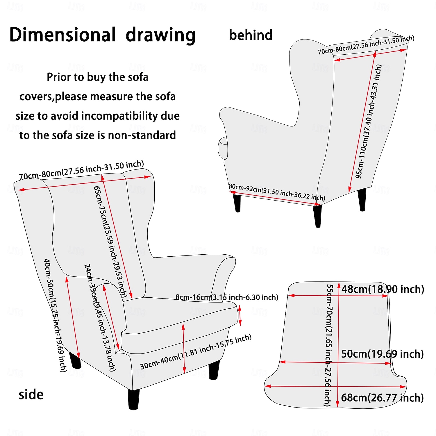 Wingback Chair Cover, Stretch Polyester Slipcover with Floral, Striped, or Geometric Print, Furniture Protector for Living Room 2026 - $41.99 –P3