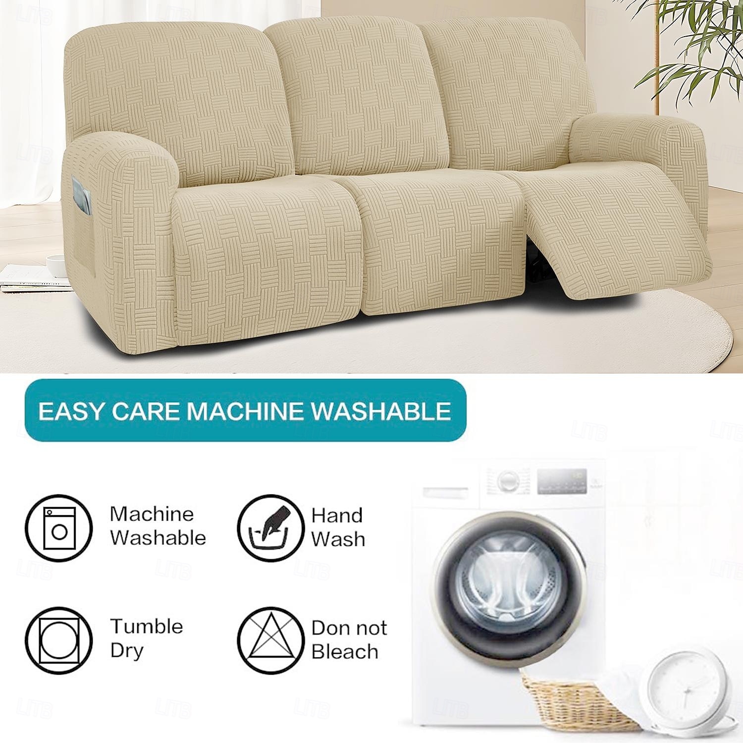 Sofá reclinável de 3 lugares com design de malha 5x5 - sofá de estar para três pessoas com encosto baixo e estilo moderno de 2025 por $75.99 –P5