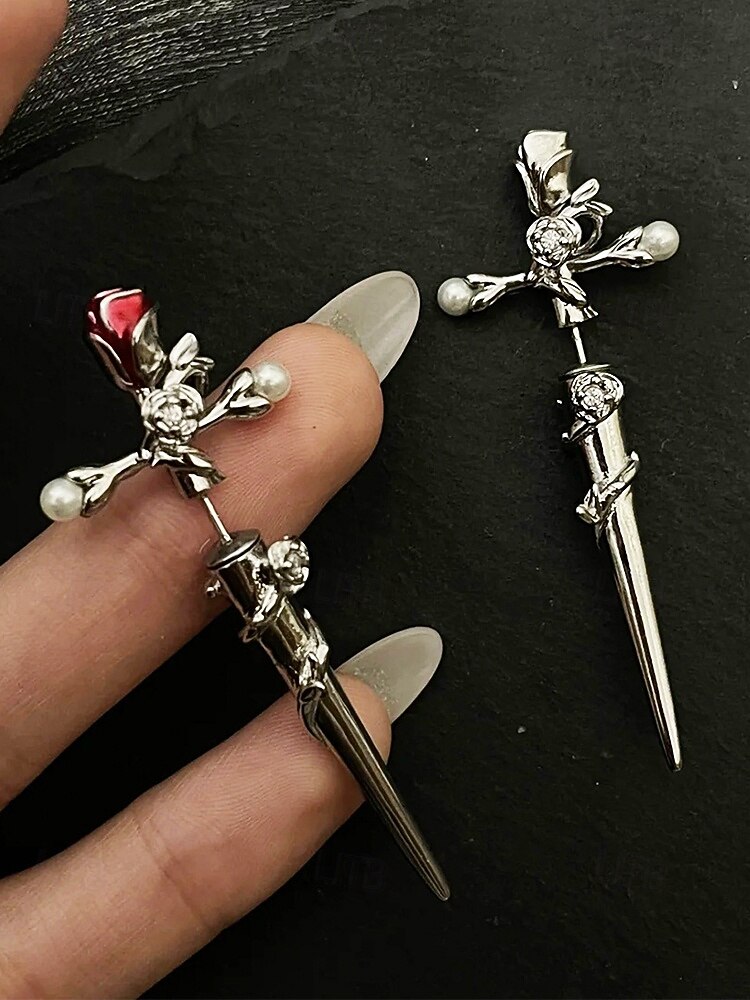 Γυναικεία Κρίκοι Ασημί Κόκκινο+Ασημί Κράμα Πανκ Βίντατζ Γκόθικ Cruce 2025 - $7.99 –P4