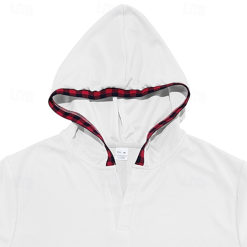 Homens Moletom Moletons Waffle Moletom com capuz Preto Branco Azul Real Cáqui Cinzento Com Capuz Tecido Textura Desportos e Ar livre Casual Diário Roupa de rua Legal Roupa de Esporte Primavera de 2025 por $23.99 –P6