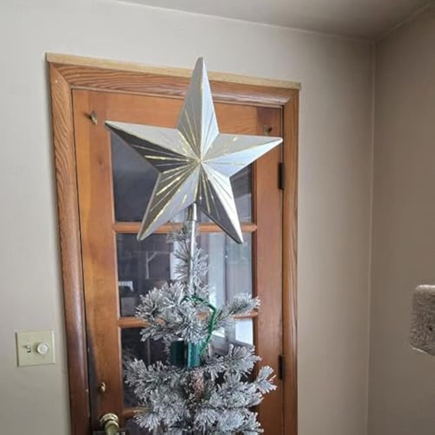 Topo de árvore de Natal estrelado, topo de árvore de gengibre, topo de árvore de resina de 5 pontas, estrela com temporizador automático, serve para todos os tamanhos de árvores, presente elegante para decoração de casa, feriado, mágica e festa de 2025 por $24.99 –P5
