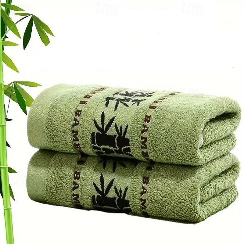 Serviette de bain 70 x 140 cm (27,5" x 55,1"), serviette en fibre légère et douce à séchage rapide avec motif en bambou, serviette de salle de bain moderne et très absorbante pour hôtel de 2025 ? $18.99 –P9