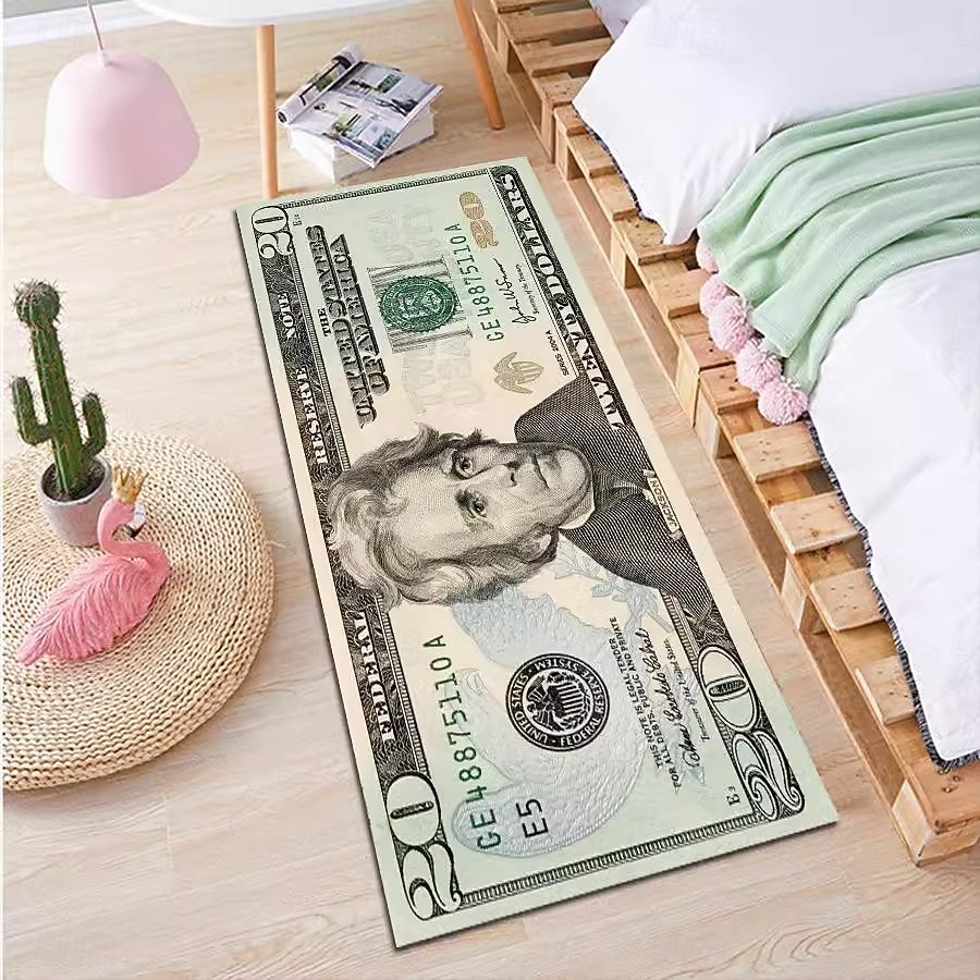 tapis créatif en forme de dollar, tapis de sol au design monétaire pour la cuisine, la chambre, la table de chevet, l'entrée et la décoration de la maison de 2026 ? $20.99 –P10
