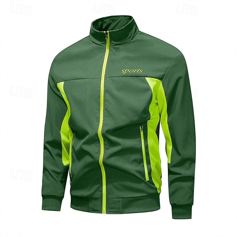 Herren Outdoorjacke Windbreaker Wanderjacke Urlaub Täglich Atmungsaktiv Tasche Spleißen Frühling Herbst Farbblock Mode Klassisch Stehkragen Regulär Schwarz Hellgrau Armeegrün Dunkelblau Dunkelgray 2025 - $34.99 –P10