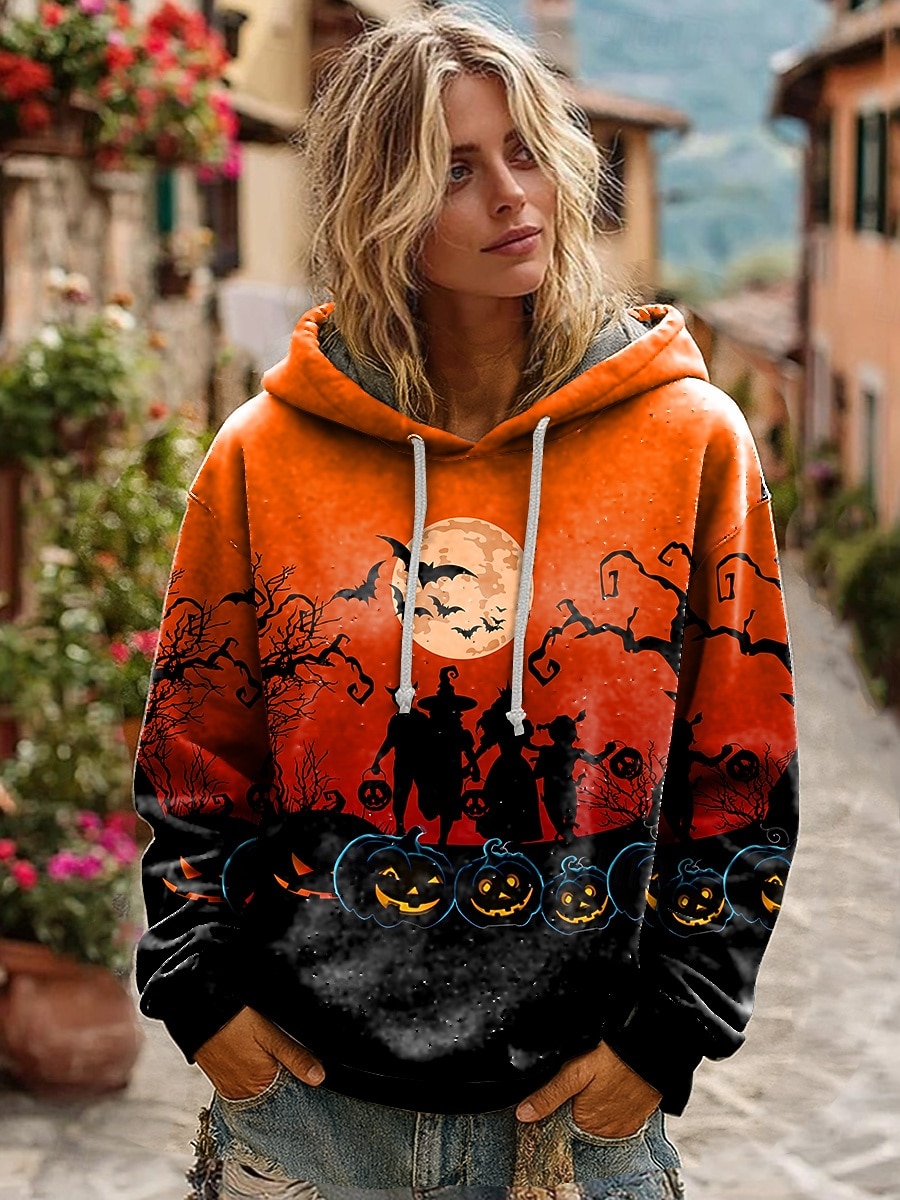 Halloween Női Kapucnis Pulóver Élénk Hosszú Ujjú Hétköznapi Grafikus Absztrakt Divat Nyomtatás Kapucnis Normál Felsők Utca Napi Használat Zsinóros Nyomtatás Fehér Ősz Tél 2025 - $24.99 –P2