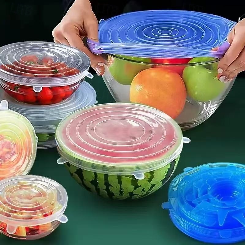 Lot de 12 couvercles extensibles en silicone, couvercles d'emballage alimentaire hermétiques réutilisables, couvercles de conservation de la fraîcheur en silicone pour bols, tasses, récipients, stockage des aliments de 2026 ? $15.99 –P1