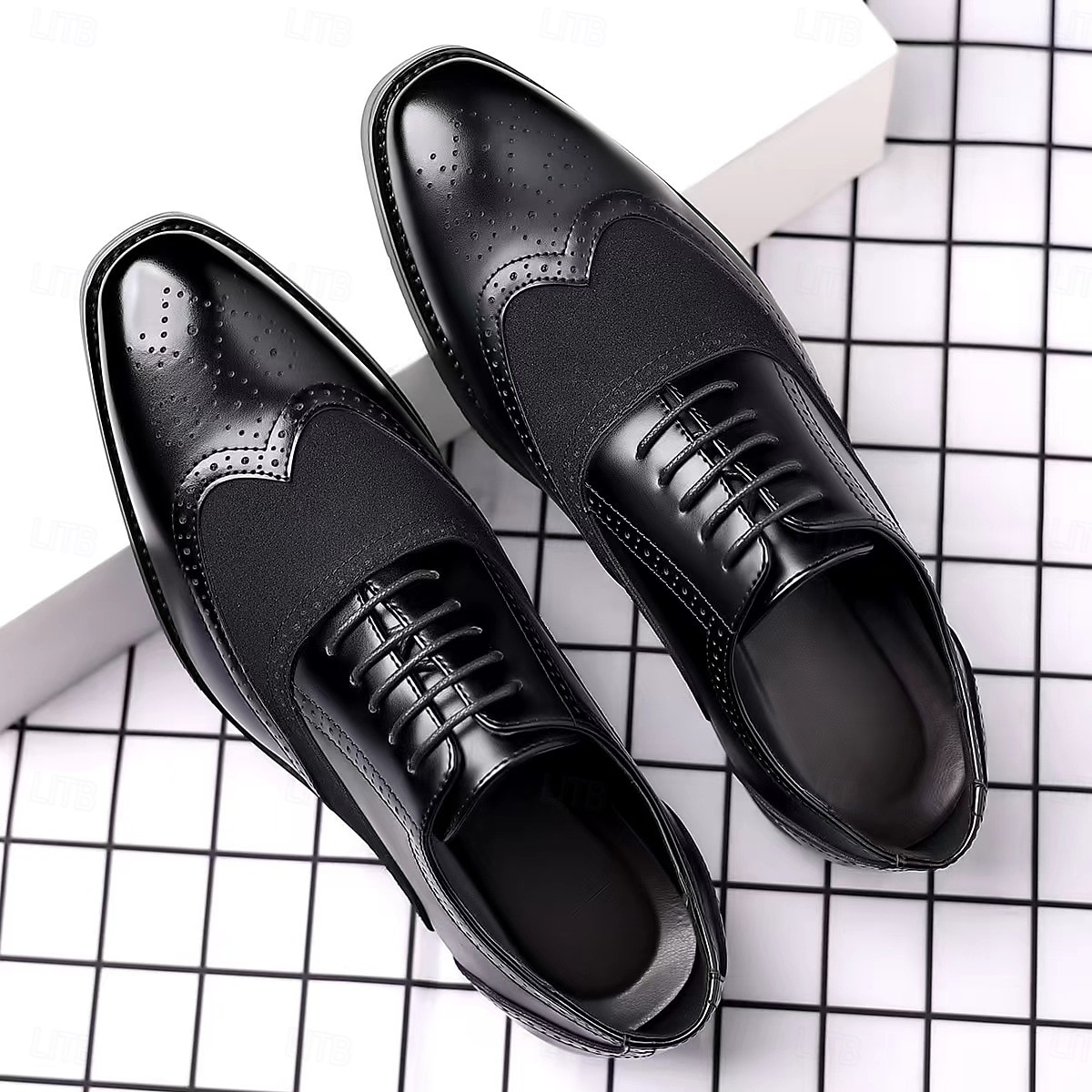 Sapatos oxford masculinos bico fino bicolor marrom e verde – brogues estilosos de couro sintético para looks casuais elegantes de 2025 por $42.99 –P12