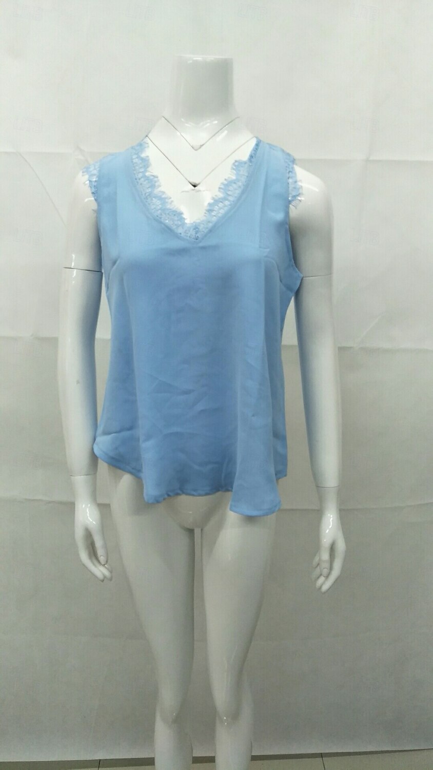 Femmes Hauts d'été Uni Élégant Sans manches Col en V Hauts Réguliers Noir Blanche Rose Claire Bleu Ciel Abricot Été de 2025 ? $15.99 –P5