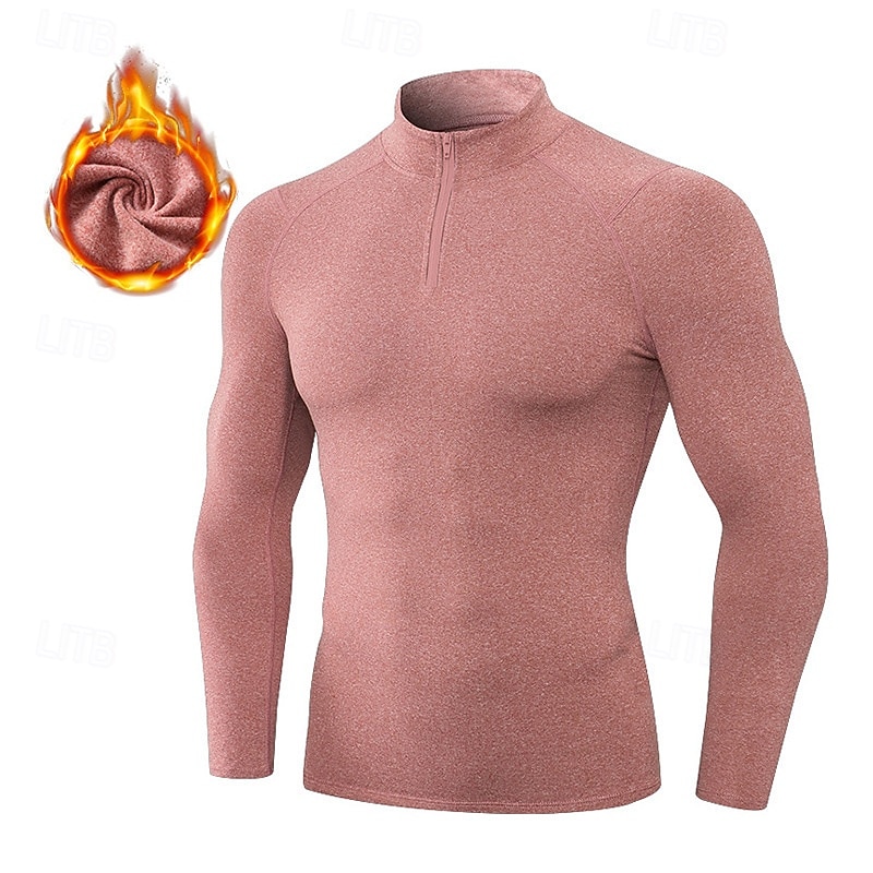 Herr Kompressionströja Fleece-underställ Träningstoppar Kvarts dragkedja Långärmad Överdelar Fritids- Solid färg Snabb tork Varm Gym Basket Träning Sportkläder Sportkläder Vinrött Svart Vit 2025 - $22.99 –P8