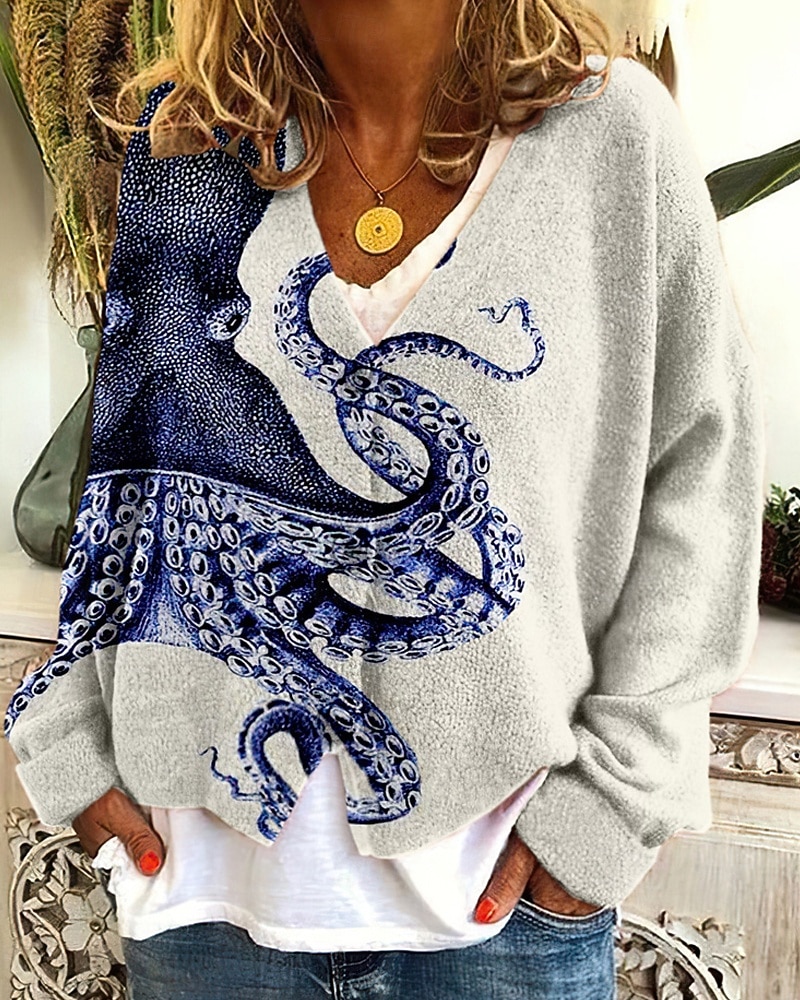 Damen Mantel Freizeitjacke Warm Bequem Druck Mode Modern Lässig Blumen Ausgehen Wochenende Einreihig Regulär V Ausschnitt Normale Passform Langarm Oberbekleidung Weiß Himmelblau Grün Herbst Winter 2025 - $22.99 –P5
