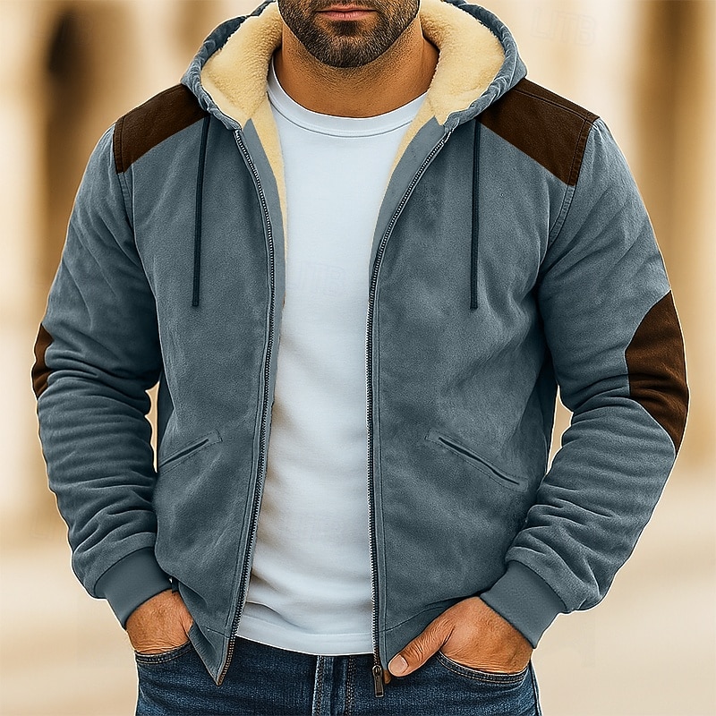 Per uomo Felpa con cappuccio Felpa con cappuccio a zip intera Felpa con cappuccio in pile Felpa con cappuccio foderata in pile Blu Marrone Verde Cachi Con Cappuccio Semplice Patchwork Blocco di colore del 2025 a $43.99 –P2