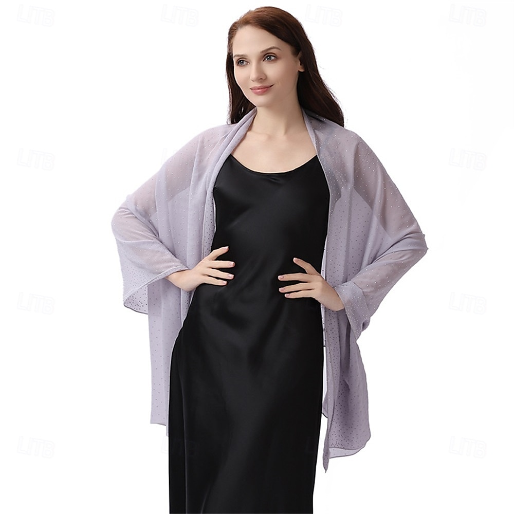 scialli e stole da donna per abiti da sera, scialli in chiffon trasparente con strass scintillanti, copriabiti formali del 2025 a $31.99 –P10