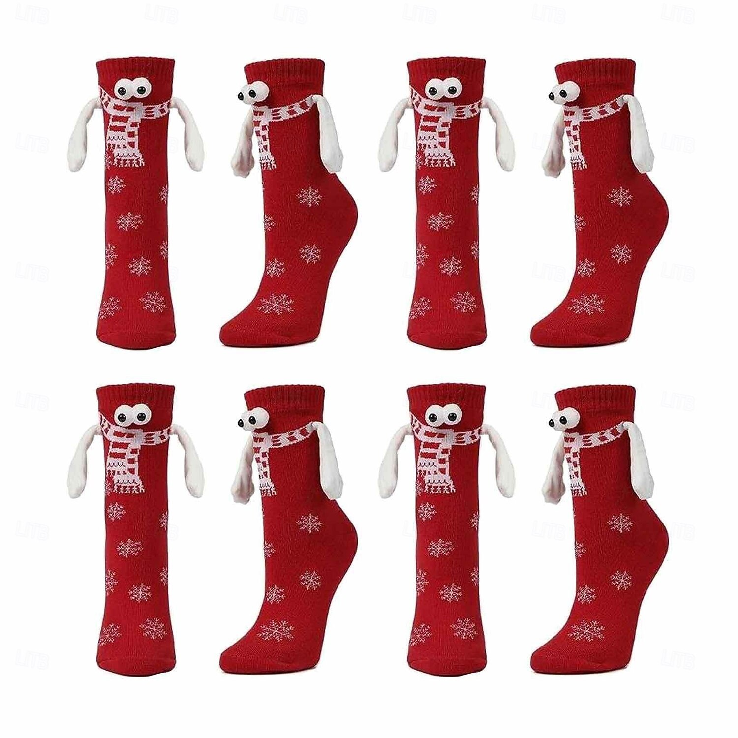 Calcetines magnéticos navideños de edición invernal, medias navideñas rojas con diseño de bufanda, calcetines decorativos magnéticos con forma de ojo grande para sujetar las manos, decoración festiva de Navidad y Halloween. 2026 - $8.99 –P3
