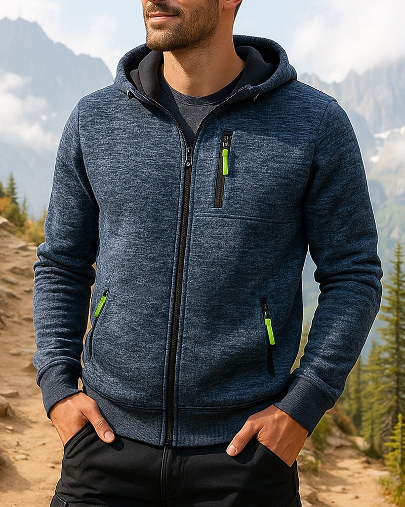 Men's Hiking Jacket Sport Jacket Outdoor Thermal Hiking Outfits Hiking Clothes Winter Autumn / Fall Top Camping / Hiking / Caving Running Solid Color Dark Grey Black Army Green 2026 - $25.99 –P3