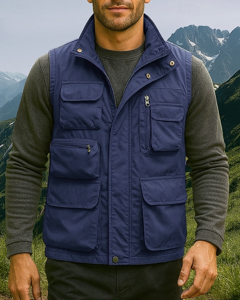 Per uomo Gilet da escursionismo Gilet in pile Senza Maniche Gilet Esterno Calore Termico Inverno Tasche Multiple Nylon Nero Verde militare Cachi Caccia Pesca Arrampicata del 2025 a $41.99 –P5