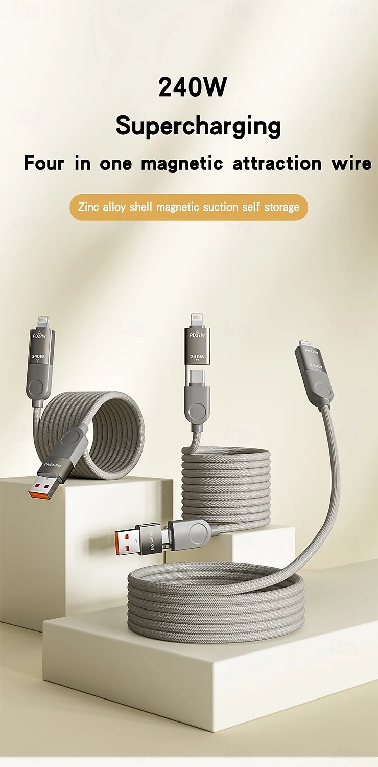 Câble USB-C Câble Lightning Câble de charge multiple 66W 1.2m USB A vers USB C USB C vers USB C Extension USB 5 A Câble de charge Charge rapide Nylon Tressé 3 en 1 4 en 1 Pour iPhone Accessoire de de 2025 ? $15.99 –P1