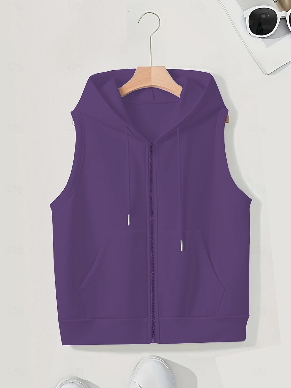 Mulheres Moletom Moletom com zíper Papai Noel Tecido Clássico Casual Sem Manga Com Capuz Tops regulares Casa Dia a Dia Feriado Bolso frontal Preto Branco Roxo Azul Escuro Inverno de 2025 por $21.99 –P11