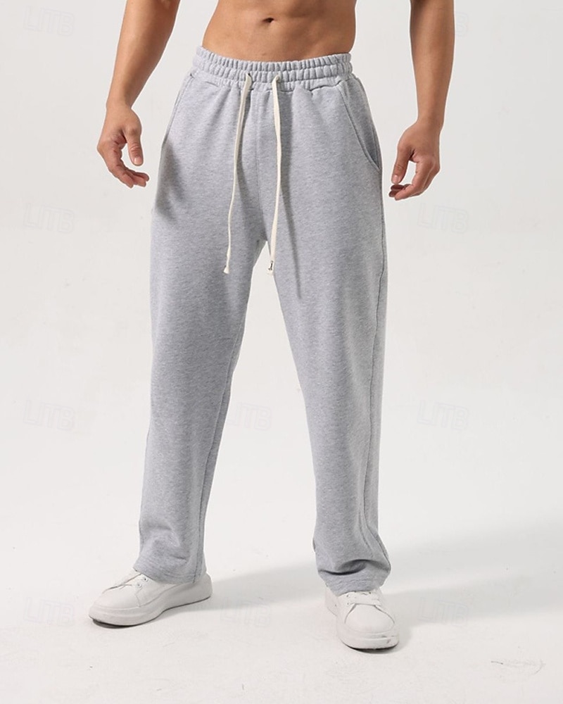 Men's Sweatpants Trousers Straight Leg Sweatpants Drawstring Pocket Elastic Waist Plain Comfort Sports Outdoor Daily Fashion Casual Black White Micro-elastic 2026 - $21.99 –P13