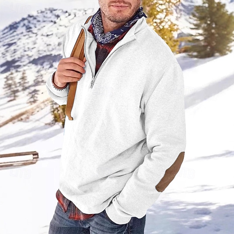 Hombre Sudadera Sudadera Con Capucha Pull-over Sudadera con un cuarto de cremallera Albaricoque Negro Blanco Amarillo Verde Ejército Cuello Mao Plano Retazos Deporte Casual Diario Ropa de calle 2025 - $23.99 –P7
