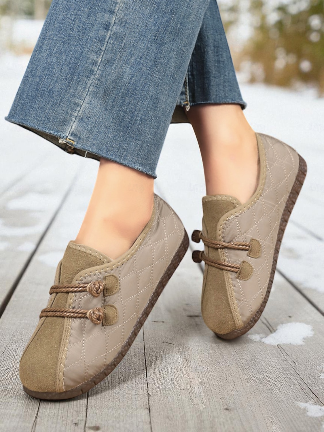 mocassins femininos acolchoados, largos e sem cadarço, com acabamento em camurça sintética, calçados descalços antiderrapantes e conforto aconchegante para uso em casa e em trajes casuais de 2026 por $29.99 –P7