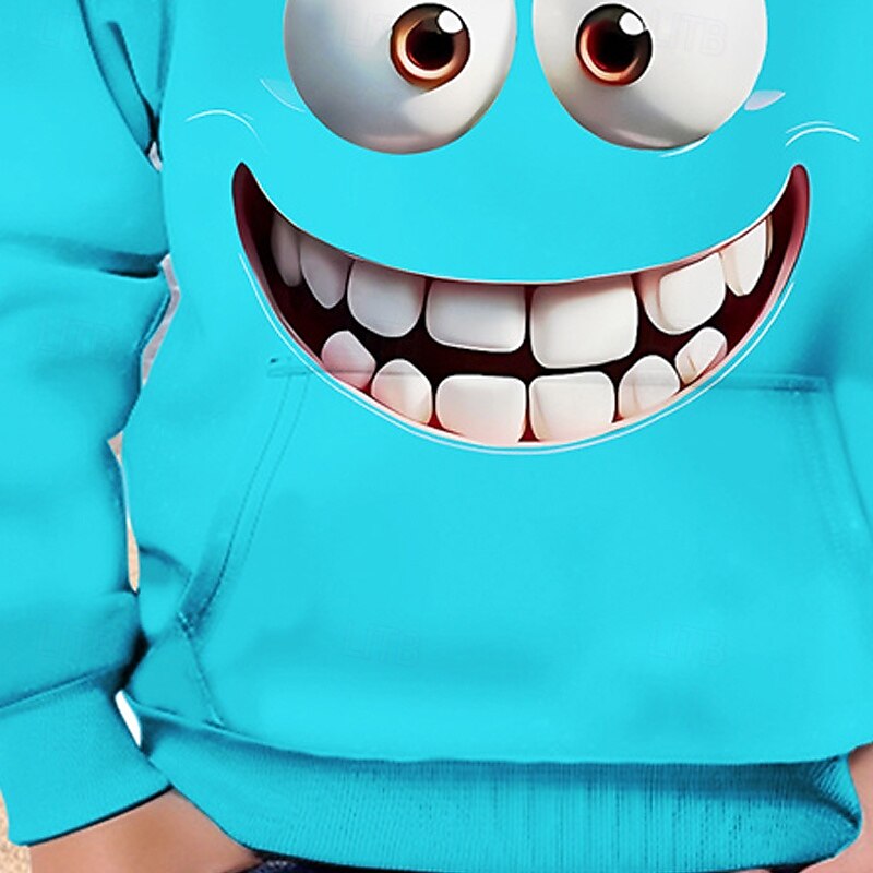 Moletom com capuz estampa 3D para meninos, estampa engraçada com sorriso, manga longa, moda outono inverno, streetwear, crianças de 4 a 12 anos, com capuz, casual, para atividades ao ar livre, ajuste de 2025 por $18.99 –P7