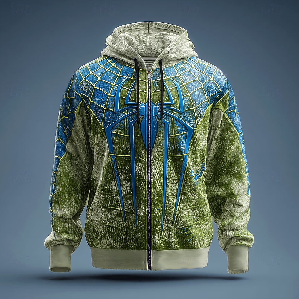 Halloween Per uomo Ragno 3D Felpa con Cappuccio Felpa Punk Cool Girocollo Feste Regalo Abbigliamento casual alla moda Blu Viola Coulisse Cerniera Autunno Inverno progettista del 2025 a $26.99 –P2