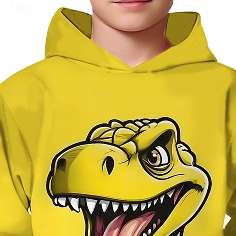 Pojkar 3D Dinosaurie Huvtröja Långärmad Vår Höst Mode Streetwear Barn 4-12 år Huva Utomhus Ledigt Dagligen Normal 2025 - $18.99 –P4