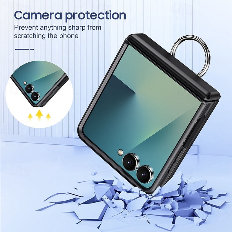 Phone Case For Samsung Galaxy Z Flip 7 Z Flip 6 Z Flip 5 Back Cover Ring Buckle Shockproof Retro PC 2026 - $15.99 –P3