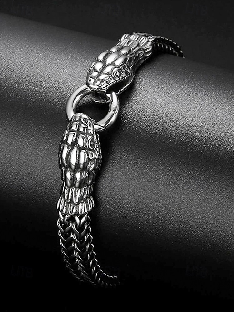 Halloween-armbånd med slangehode til herre – gotisk punk-kjede i rustfritt stål med armbåndsmykker til fester, cosplay og uteliv 2025 - $9.99 –P3