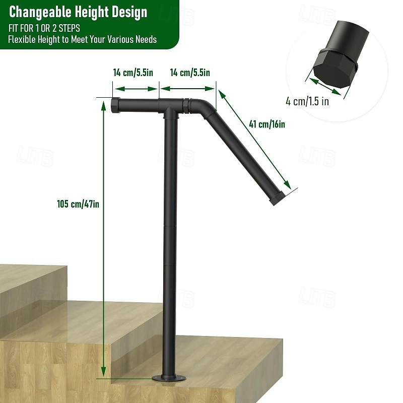 1 darabos öntöttvas lépcsőkorlát-készlet, kültéri függőleges fém korlát, lakkozott felülettel, felületi rögzítéssel a külső lépcső biztonsága érdekében 2026 - $91.99 –P7