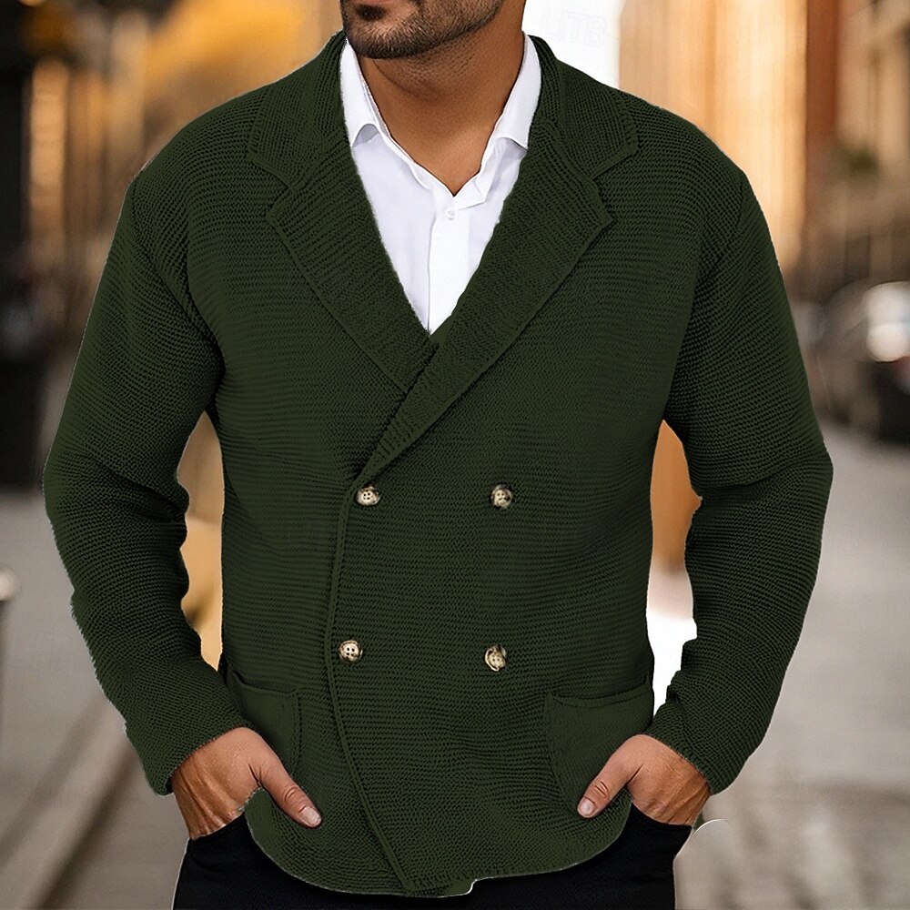 Herren Strickjacke Kurzer Pullover Strickpullover Gerippt Kurz gestrickt Stricken Normale Oberteile Tasche Einfarbig Hemdkragen Mode Klassisch Urlaub Alltagskleidung Bekleidung Herbst Winter 2025 - $37.99 –P3