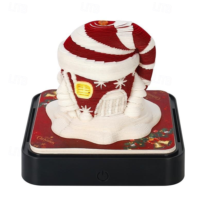 Blocco note 3D, calendario di Natale 2026, calendario 3D, calendario creativo da scrivania con luce, creativo, intaglio di carta da strappare, orologio, calendario per regali di Natale, regali di del 2025 a $91.99 –P13