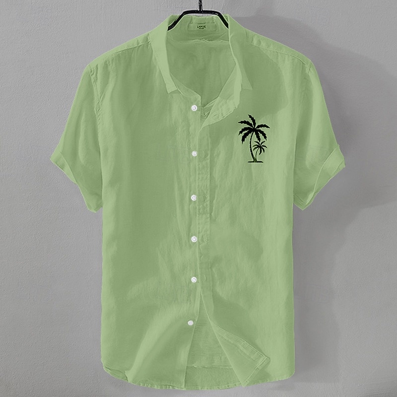 Homme Chemise en lin Chemise Aloha minimaliste Chemise Décontractée Chemise en coton et lin Chemise Boutonnée Cocotier Vacances Rue Noir Blanche Rose dragée Marine foncé Manche Courte Revers Été de 2025 ? $18.99 –P14