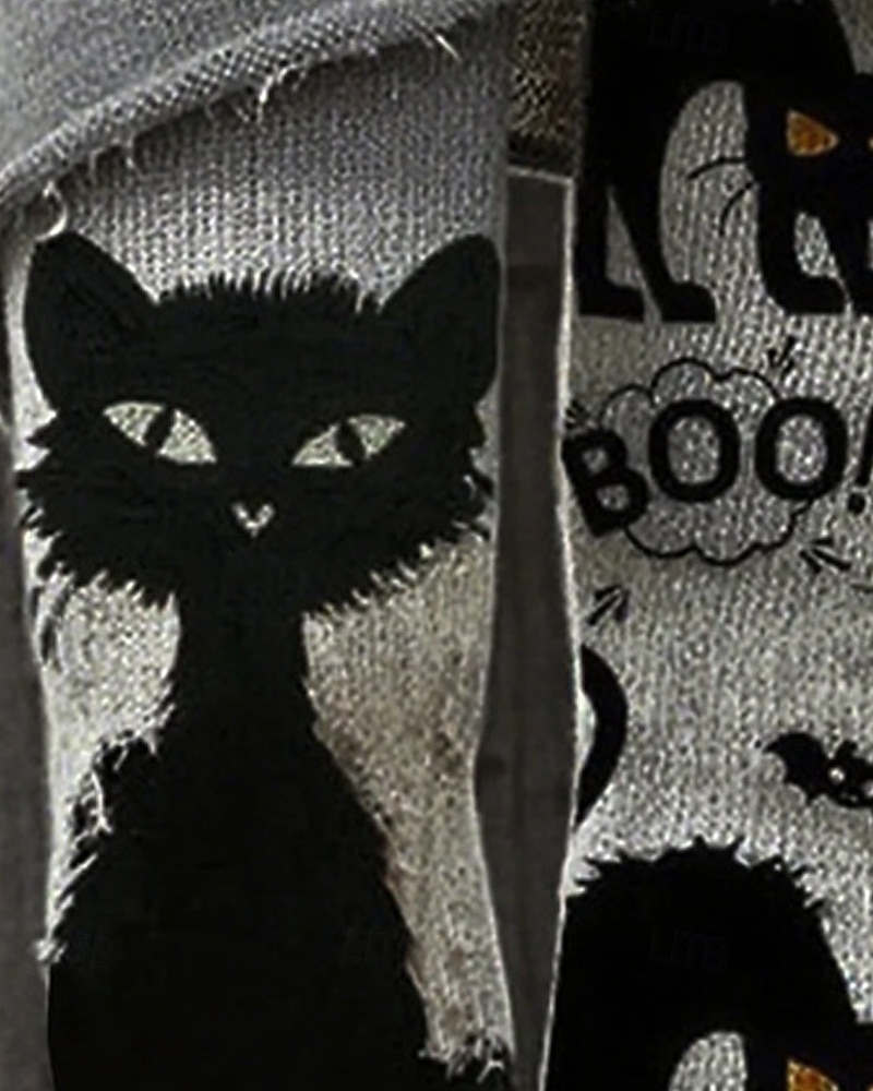 2025年 女性用 パンツ レギンス 心地よいレギンス ストリートファッション カジュアル 全長 ハイウエストPantsHalloween 猫 弾性ウエスト プリント 通気性 快適 伸縮性あり バケーション ストリート デイリーウェア ブラック 春 秋 レギュラー  コレクション – $23.99 –P2