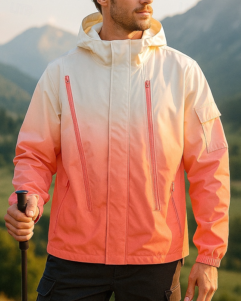 Herre Vindtett jakke Softshell jakke Turjakke Utendørs Vanntett Vindtett Turantrekk Turklær Vår Høst Topper Camping / fotturer / grotting Løp Gradert Svart Rosa Blå 2026 - $39.99 –P4