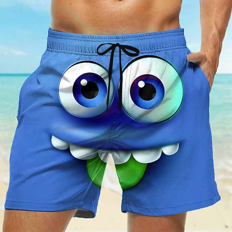 Męskie Kreskówka 3D Uśmiechnięta twarz Duże oczy Bokserki kąpielowe Szorty kąpielowe Spodenki surfingowe Średni Talia Zabawny Na zewnątrz Urlop Na co dzień Boczne kieszenie Podszewka z siatki 2025 - $19.99 –P3