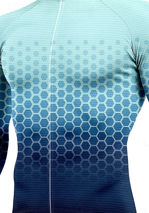 Men's Tops Cycling Jersey Graphic Geometric Gradient Long Sleeve Bike Jacket Jersey Top with 3 Rear Pockets Sun Sun Protection Sunscreen Quick Dry Sports Blue Clothing Apparel 2026 - $34.99 –P3