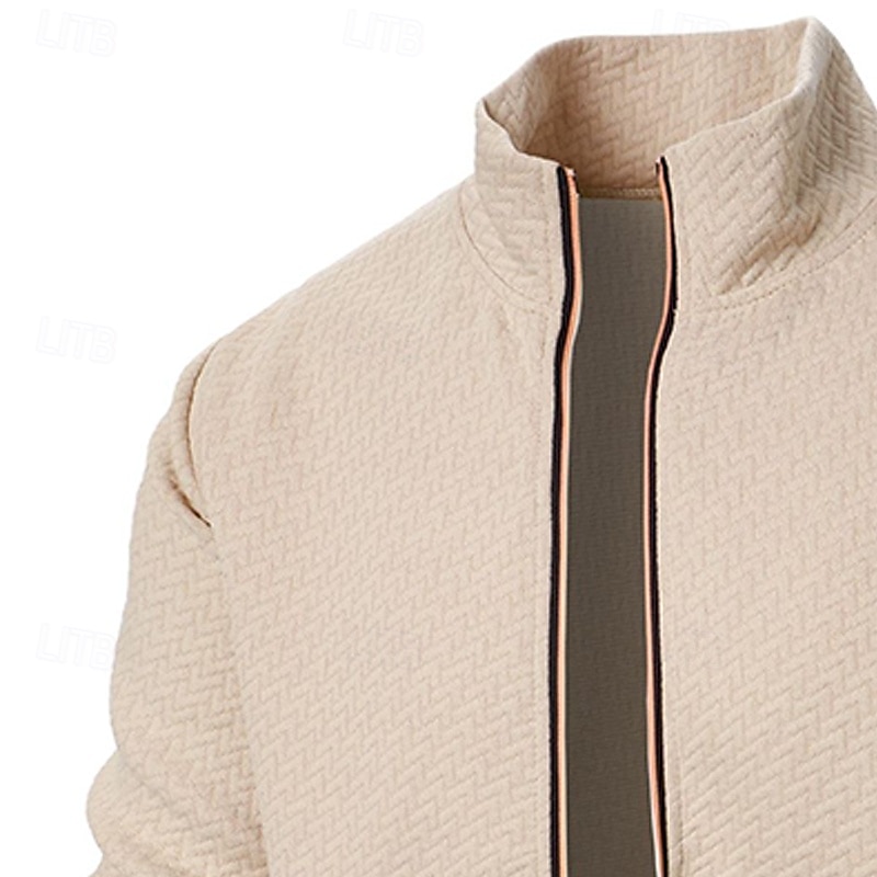 Voor heren Sweatshirt Sweatshirt met volledige ritssluiting Rode Wijn Zwart Marineblauw Khaki Grijs Opstaande boord Effen Met Textuur Sport & Outdoor Casual Dagelijks Streetwear Stoer Sportkleding 2026 - $24.99 –P7